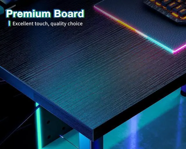 Alt view image 6 of 7 - AODK L Shaped Gaming Desk, Computer Corner Desk, PC Gaming Desk Table with Large Monitor Riser Stand for Home Office Sturdy Writing Workstation,51 * 19 inch,Classical Black