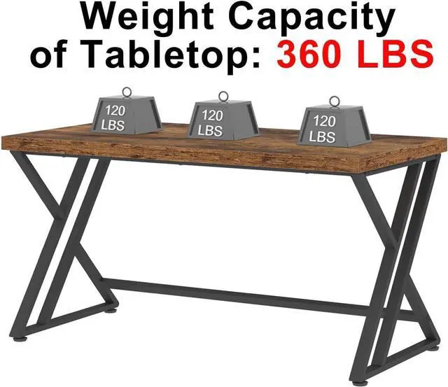 Alt view image 7 of 7 - LVB Rustic Wood Computer Desk, Metal Home Executive Office Desk, Industrial Large Gaming Writing Desk with Storage, Wooden Student Study Computer Table for Bedroom Living Room, Rustic Brown, 60 Inch