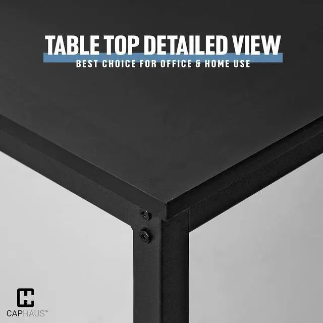 Alt view image 4 of 7 - CAPHAUS 63 Inch Computer Desk, Home Office Desk, Modern Work Desk, Writing Desk for Small Space, Simple Desk for Home Use & Office, PC Table, Gaming Desk, Space-Saving Workstation, Black