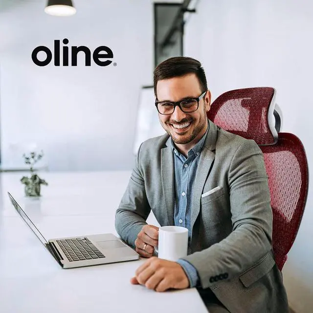 Alt view image 2 of 7 - Oline ErgoPro Ergonomic Office Chair - Rolling Desk Chair with 4D Adjustable Armrest, 3D Lumbar Support and Blade Wheels - Mesh Computer Chair, Gaming Chairs, Executive Swivel Chair (Burgundy Red)