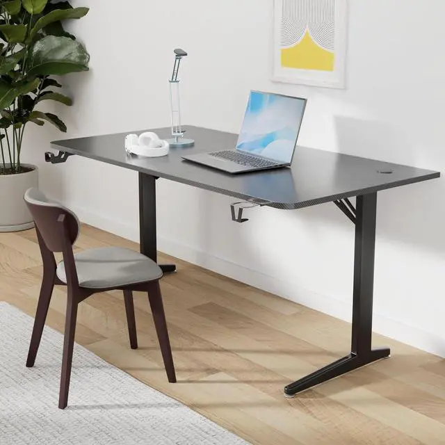 Alt view image 2 of 7 - TOPSKY Gaming Desk Large Surface 63x31.5 with Cup Holder, Headphone Hook and Cable Management (Black)