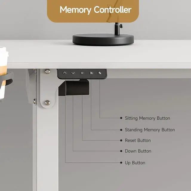 Alt view image 4 of 7 - Standing Desk, 71x43 Inches L Shaped Desk with 4 Legs, Dual Motor and Memory Controller, Electric Stand Up Desk Adjustable Height from 28-46 Inches for Computer Workstation White