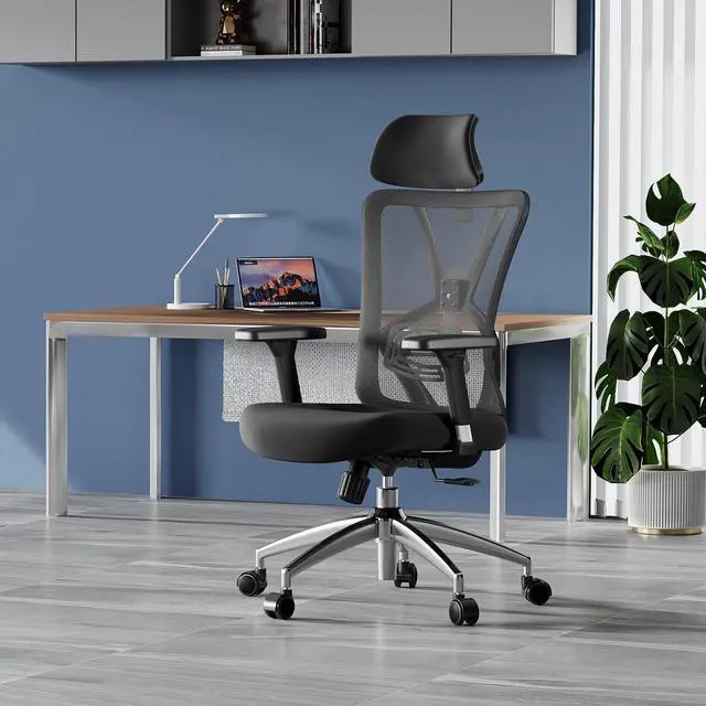 Alt view image 2 of 7 - Ticova Ergonomic Office Chair - High Back Desk Chair with Adjustable Lumbar Support, Headrest & 3D Armrest - 130°Rocking Mesh Computer Chair