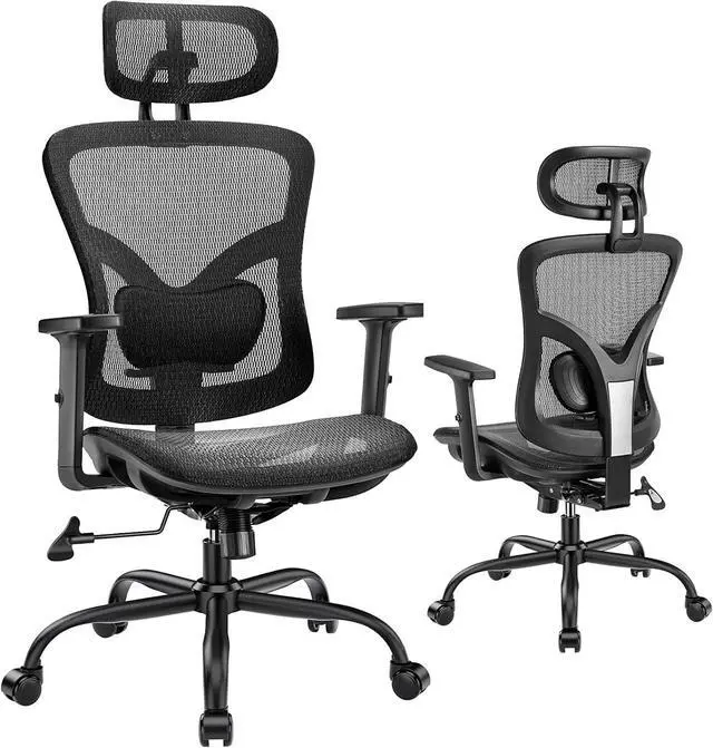 Main image of Marsail Ergonomic Mesh Office Chair: Mesh Computer Desk Chair with Adjustable Lumbar Support, 2D Headrest&2D Armrest, Ergonomic Gaming Chair for Home Office, Black
