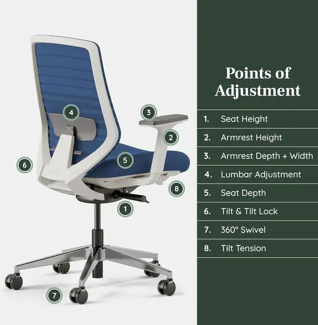 Alt view image 4 of 7 - Branch Ergonomic Chair - A Versatile Desk Chair with Adjustable Lumbar Support, Breathable Mesh Backrest, and Smooth Wheels - Experience Optimal Comfort and Support - Baltic