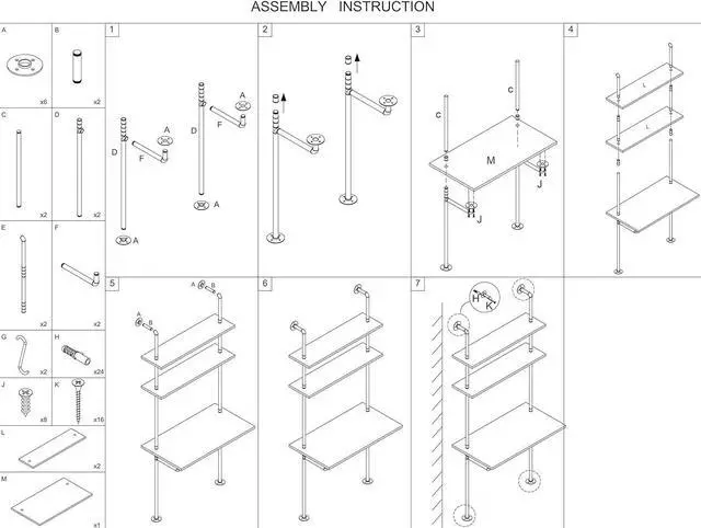 Alt view image 5 of 6 - MAIKAILUN White and Gold Desk, 36" Ladder Desk, Wall Mount Computer Writing Table Pipe Shelf Shelving Mini Narrow Industrial Modern for Small Spaces(36x20x81)