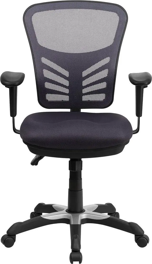 Alt view image 7 of 7 - Flash Furniture Nicholas Mid-Back Swivel Office and Gaming Chair, Ergonomic Mesh Office Chair with Adjustable Lumbar Support and Height, Dark Gray