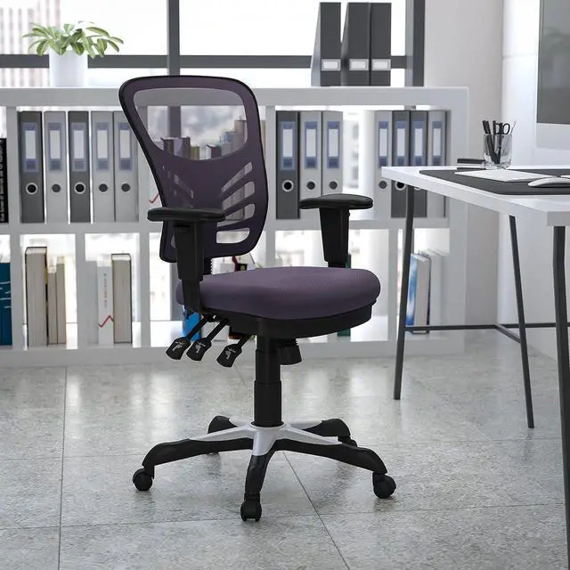 Alt view image 2 of 7 - Flash Furniture Nicholas Mid-Back Swivel Office and Gaming Chair, Ergonomic Mesh Office Chair with Adjustable Lumbar Support and Height, Dark Gray