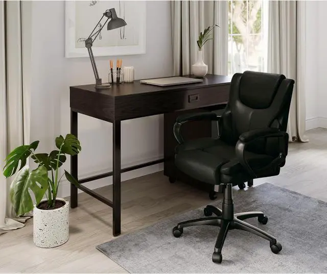 Alt view image 2 of 6 - Brenton Studio® Mayhart Vinyl Mid-Back Chair, Black