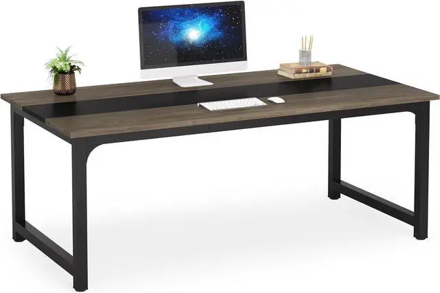Main image of Tribesigns Modern Computer Desk, 70.8 x 31.5 inch Large Office Desk Computer Table Study Writing Desk Workstation for Home Office, Grey/Black