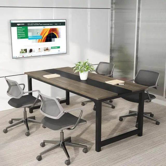 Alt view image 4 of 7 - Tribesigns Modern Computer Desk, 70.8 x 31.5 inch Large Office Desk Computer Table Study Writing Desk Workstation for Home Office, Grey/Black