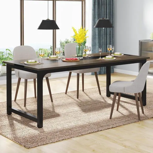 Alt view image 5 of 7 - Tribesigns Modern Computer Desk, 70.8 x 31.5 inch Large Office Desk Computer Table Study Writing Desk Workstation for Home Office, Grey/Black