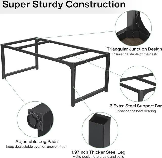 Alt view image 6 of 7 - Tribesigns Modern Computer Desk, 70.8 x 31.5 inch Large Office Desk Computer Table Study Writing Desk Workstation for Home Office, Grey/Black