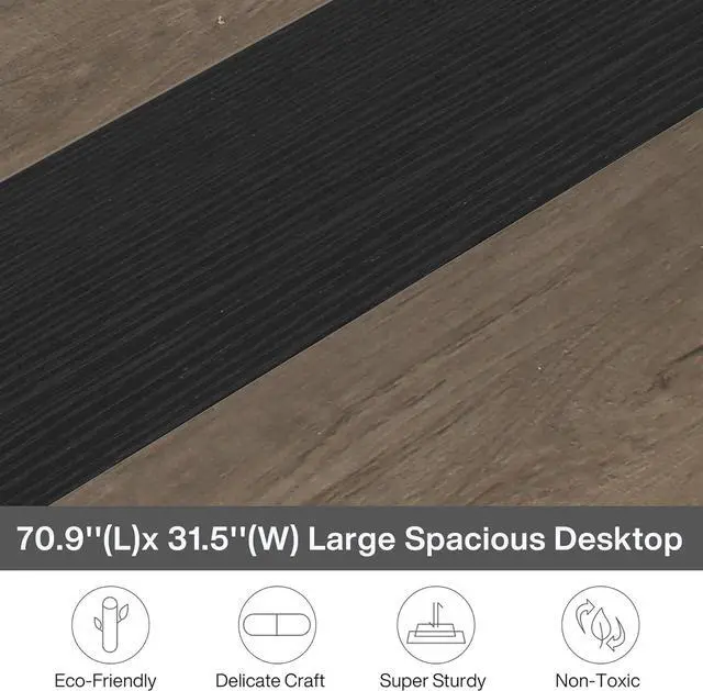 Alt view image 7 of 7 - Tribesigns Modern Computer Desk, 70.8 x 31.5 inch Large Office Desk Computer Table Study Writing Desk Workstation for Home Office, Grey/Black