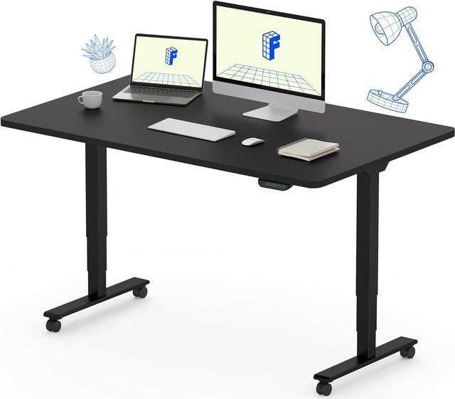 FLEXISPOT E6 Max Dual Motor 3 Stages Standing Desk 48x30 Inch Whole Piece Board Electric Height Adjustable Desk Stand Up Desk Large Load Capacity Black Frame Black Desktop Newegg