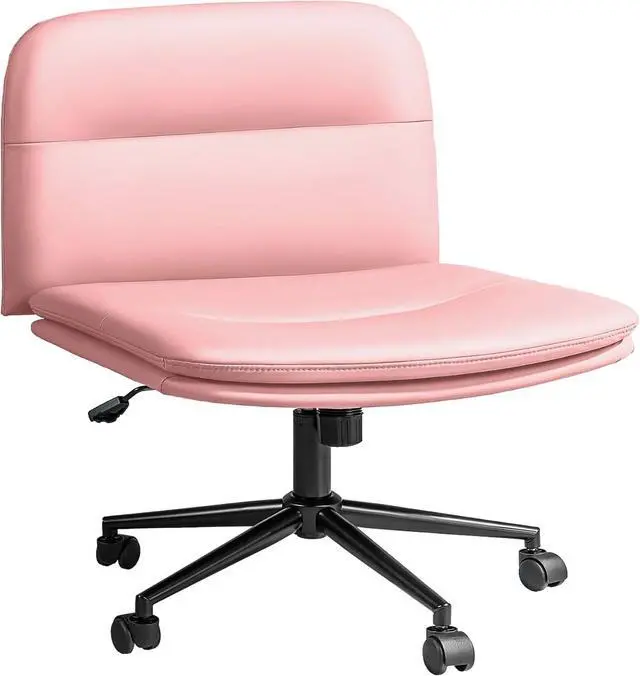 Main image of FLEXISPOT Cross Legged Office Chair for Vanity Desk Criss Cross Chair with Wheels Vanity Chair Armless Home Office Desk Chair Comfy Wide Seat Cushion(Pink)
