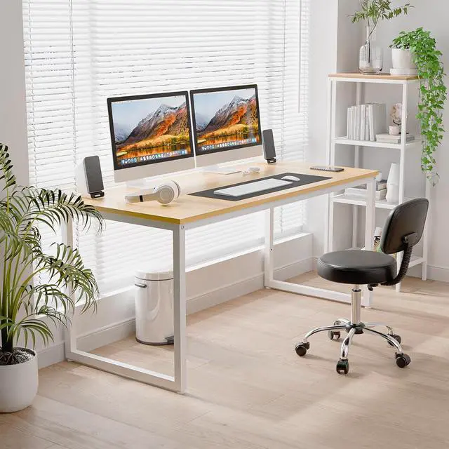 Alt view image 7 of 7 - ZENY Computer Desk,55 Inch Office Desk Gaming Desk Writing Desk, Modern Simple Desk PC Laptop Study Student Table (Basic Nature, 55 inch)