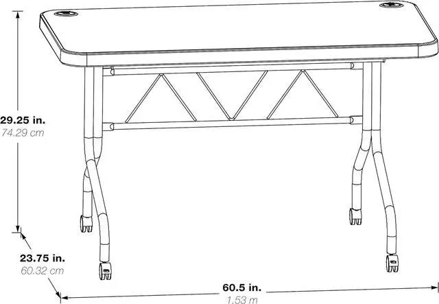 Alt view image 3 of 7 - Office Star Resin Multipurpose Flip Training Table with Locking Casters for Home and Office, 5 Feet