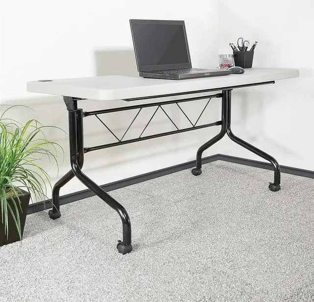 Alt view image 2 of 7 - Office Star Resin Multipurpose Flip Training Table with Locking Casters for Home and Office, 5 Feet