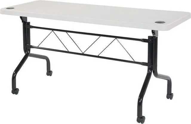 Alt view image 6 of 7 - Office Star Resin Multipurpose Flip Training Table with Locking Casters for Home and Office, 5 Feet