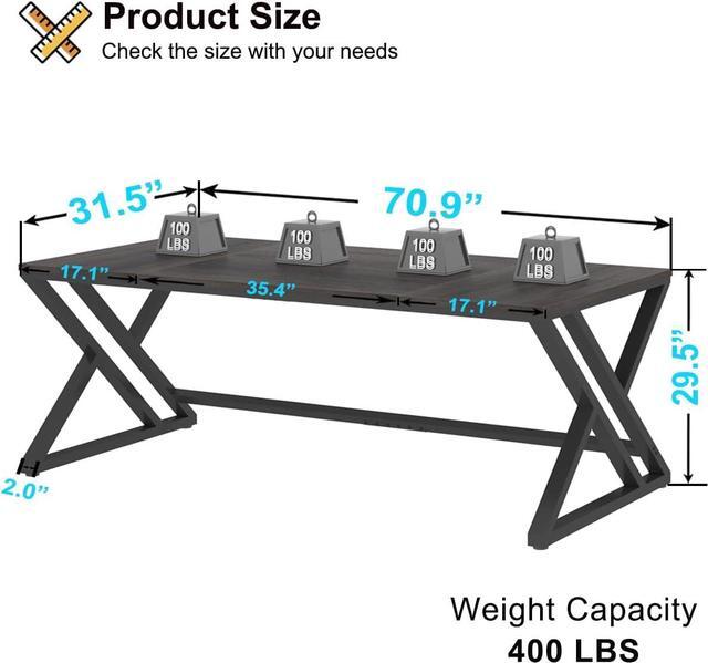 Alt view image 2 of 7 - HSH Large Rustic Computer Desk, Industrial Extra Long Home Office Desk, Modern Pc Study Gaming Writing Table for Two Person, Workstation Executive Desk for Home Bedroom Living Room, Dark Gray, 70 Inch