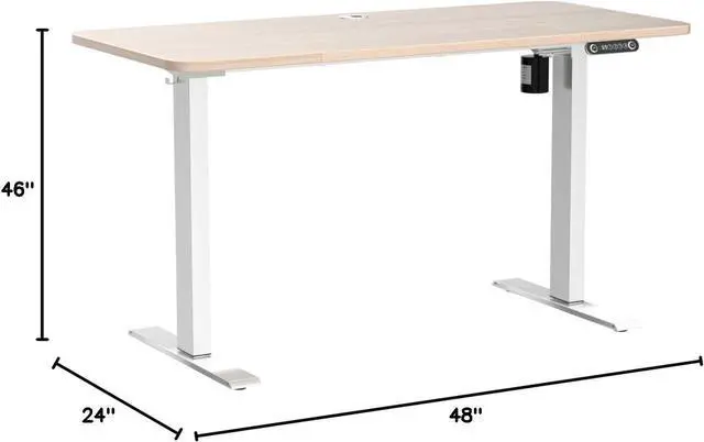 Alt view image 3 of 7 - farexon Electric Standing Desk Adjustable Height, 48 x 24 inch Sit Stand Desk with Metal Hook, 4 Memory Heights, 27''-46'' Lifting Range Stand up Desk with Wheels(Oak Gray)