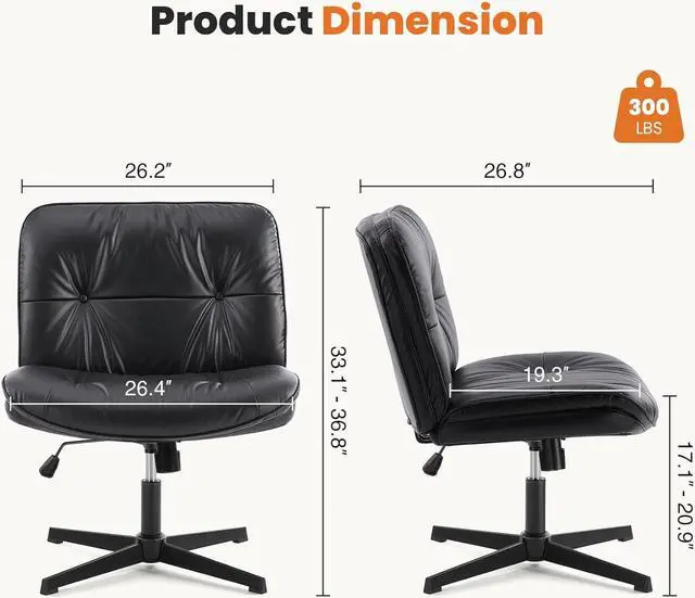 Alt view image 2 of 7 - Sweetcrispy Criss Cross Legged Chair, Armless Office Desk Wide Seat No Wheels, Swivel Height Adjustable Comfy Computer Task Seating Modern Home Room