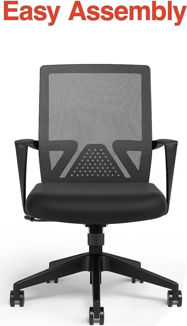 Alt view image 7 of 7 - STAPLES Cartwright Fabric Swivel Task Chair, Ergonomic Office Chair with Adjustable Tilt Lock, Mesh Back and Lumbar Support, Black