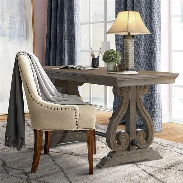 Alt view image 2 of 6 - Homelegance Hidden Drawer Writing Desk, 60" W, Antique Gray