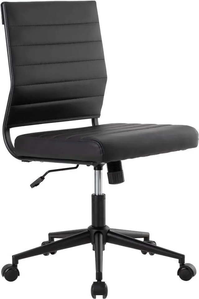 Main image of Okeysen Office Desk Chair No Arms, Mid Back Ergonomic Swivel Black Armless Conference Room Chairs, Adjustable Height PU Leather Home Desk Chair, Modern Small Rolling Computer Task Chair