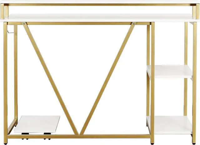 Alt view image 6 of 7 - Techni Mobili Computer Desk - Industrial Writing Desk with Storage Shelves, Monitor Stand, & Accessory Holder - Home Office Laptop Computer Table with CPU Caddy & 2-Tier Small Bookshelf Space