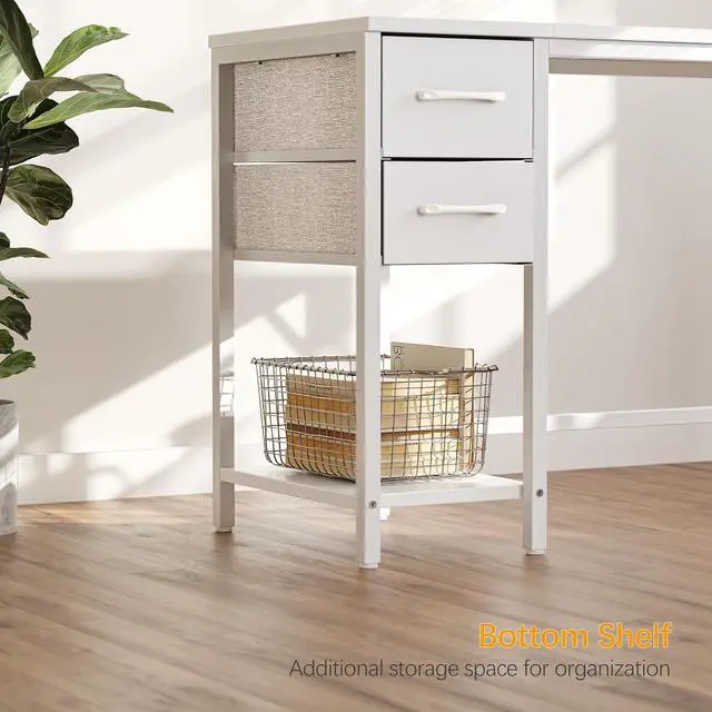 Alt view image 6 of 7 - Cubiker Computer Home Office Desk with Drawers, 40 Inch Small Desk Study Writing Table, Modern Simple PC Desk, White Board and Frame