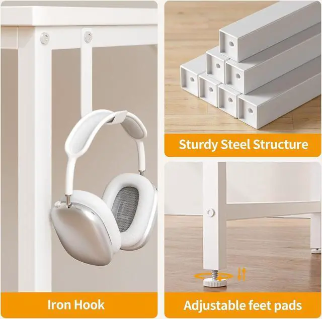 Alt view image 7 of 7 - Cubiker Computer Home Office Desk with Drawers, 40 Inch Small Desk Study Writing Table, Modern Simple PC Desk, White Board and Frame
