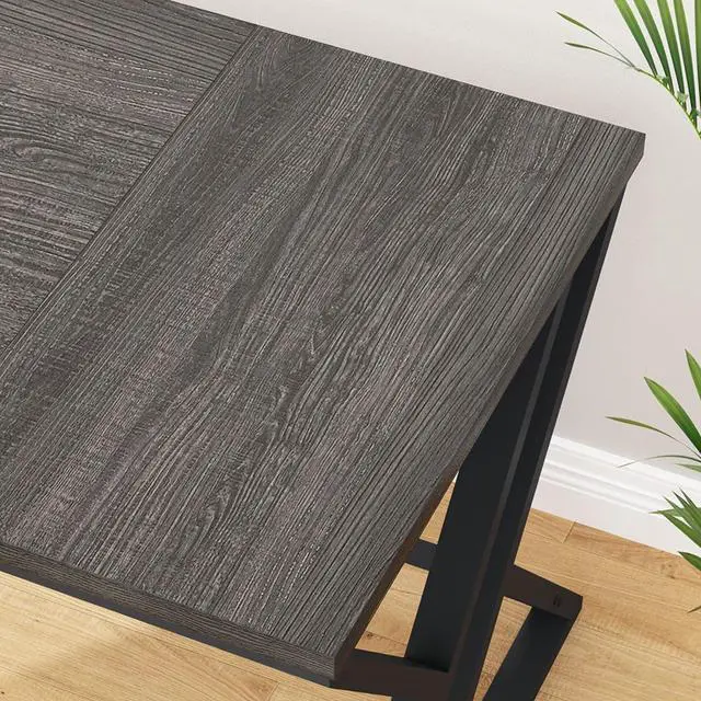 Alt view image 4 of 7 - LVB Long Rustic Computer Desk, Industrial Large Wood Metal Office Desk, Modern Pc Study Gaming Writing Table for Two Person, Workstation Executive Desk for Home Bedroom Living Room, Dark Gray, 70 Inch