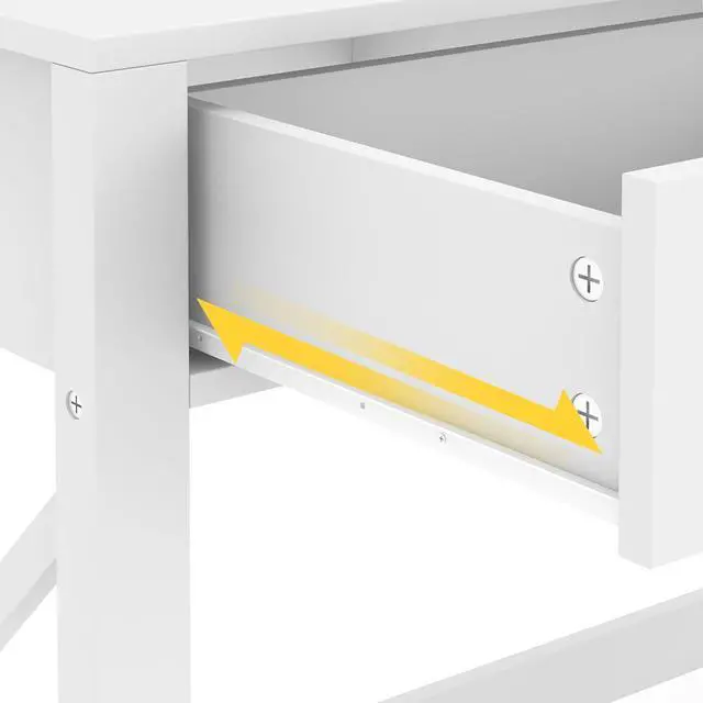 Alt view image 6 of 7 - WiberWi Home Office Desk with Drawers White Modern Writing Computer Desk, Small Makeup Vanity Table Desk for Bedroom, Study Table for Home Office