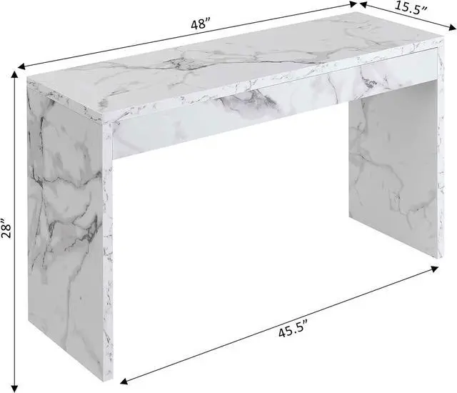 Alt view image 2 of 6 - Convenience Concepts Northfield Console Table 48" - Contemporary Desk, Entryway, or Vanity Table for Hallway, Living Room, Office, White Faux Marble