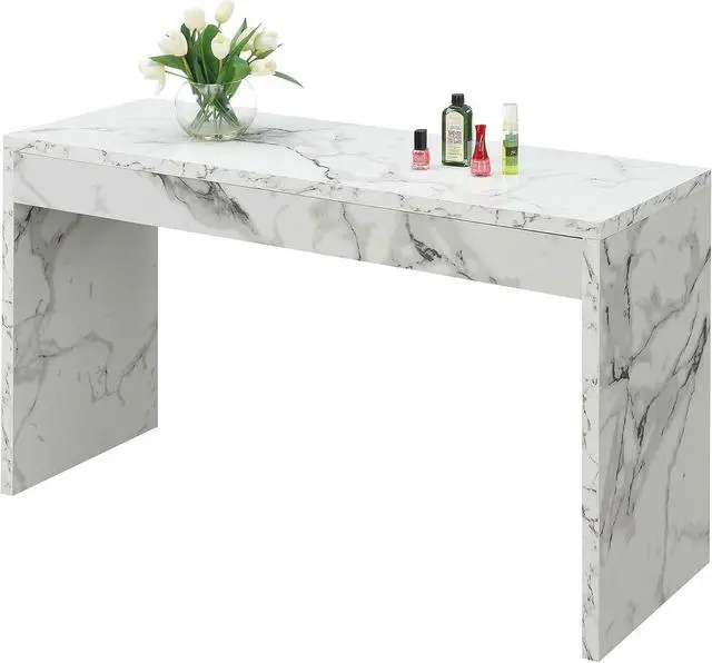 Alt view image 3 of 6 - Convenience Concepts Northfield Console Table 48" - Contemporary Desk, Entryway, or Vanity Table for Hallway, Living Room, Office, White Faux Marble