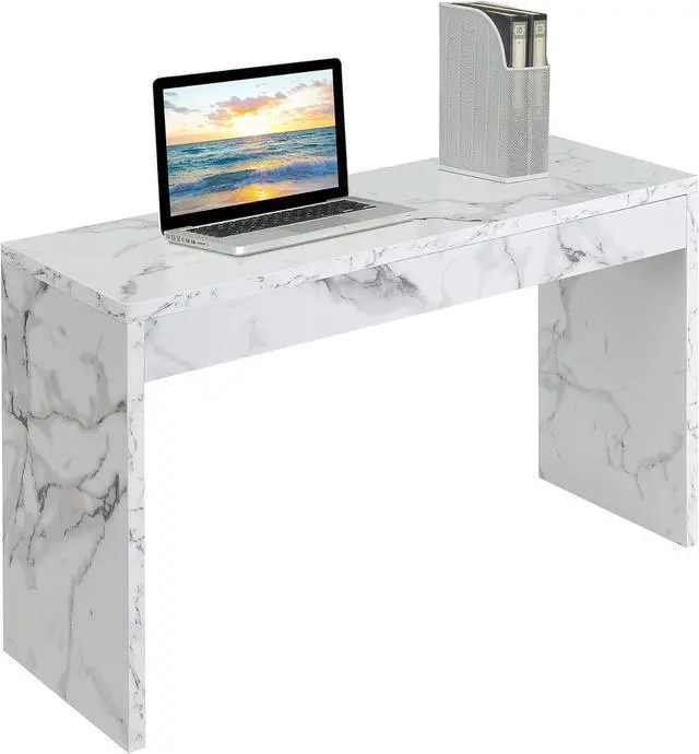 Alt view image 4 of 6 - Convenience Concepts Northfield Console Table 48" - Contemporary Desk, Entryway, or Vanity Table for Hallway, Living Room, Office, White Faux Marble