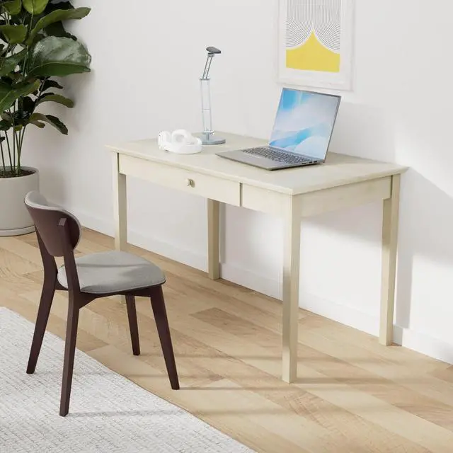 Alt view image 2 of 7 - IC International Concepts, Writing Desk With Drawer, Solid Real Wood, Sturdy Parawood, Dimensions 19.41"W x 15"D x 2.36"H, Home Office/Study, Paint/Stain Ready, Unfinished