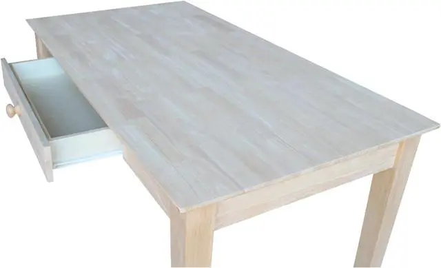 Alt view image 7 of 7 - IC International Concepts, Writing Desk With Drawer, Solid Real Wood, Sturdy Parawood, Dimensions 19.41"W x 15"D x 2.36"H, Home Office/Study, Paint/Stain Ready, Unfinished