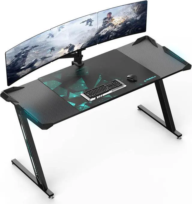 Main image of EUREKA ERGONOMIC Z60 Gaming Desk with led Light 60 inch Desk Computer Desk RGB Desk Home Office Desk Black Gamer Desk