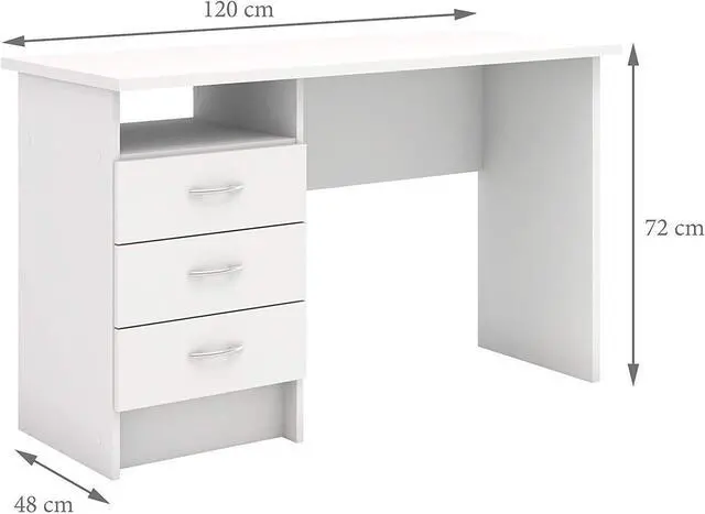 Alt view image 3 of 6 - Tvilum Whitman Desk with 3 Drawers, White
