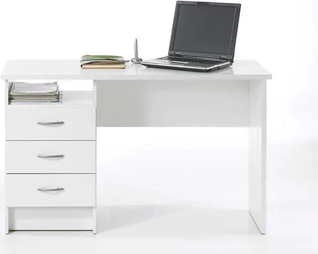 Alt view image 6 of 6 - Tvilum Whitman Desk with 3 Drawers, White