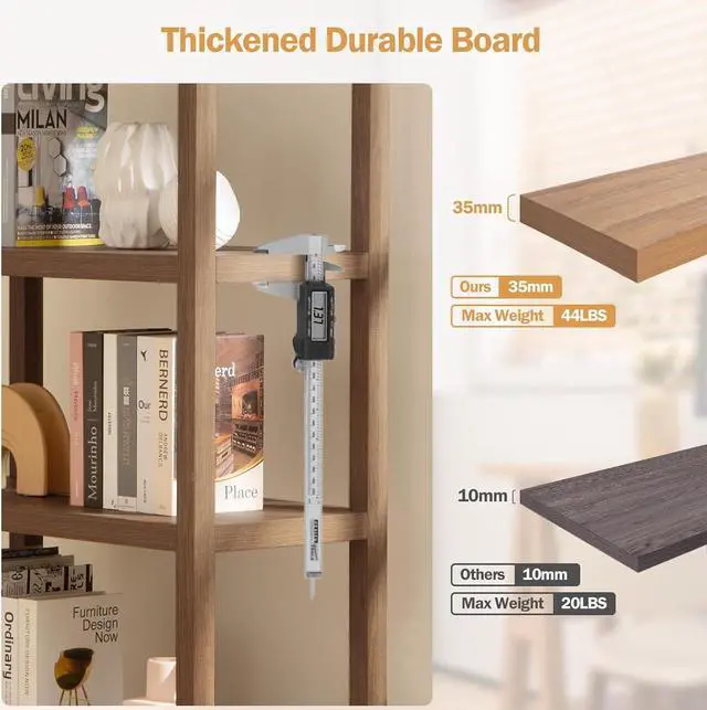 Alt view image 4 of 7 - SICOTAS Bookshelf 5 Tier Book Shelf Rattan Boho 71" Tall Bookcase with Doors Storage Shelves Large Bookshelves Farmhouse Bookcases Library Book Case for Living Room Bedroom Home Office Kitchen