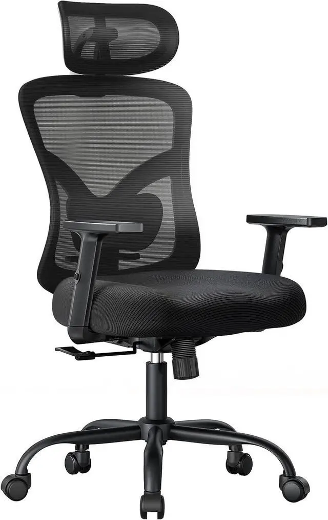 Main image of NOBLEWELL Ergonomic Office Chair with Padded Lumbar Support, 2D Headrest, Adjustable Armrests, Upgraded Contoured Seat Cushion, 130° Rocking Tilt, Computer Chair for Home Office, NWOC1-1