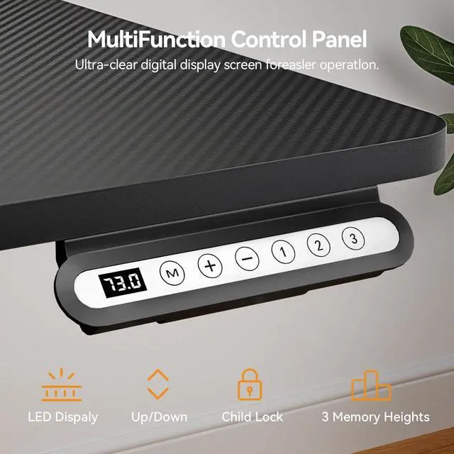 Alt view image 4 of 7 - GTRACING 4 Legs Standing Desk with Dual Motor, 55 x 28 Inch Adjustable Height Desk with Power Outlets & LED Lights, Home Office Computer Workstation Sit Stand Up Desk with 3 Memory Preset