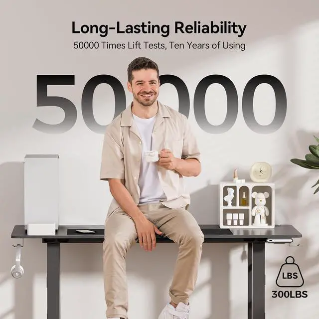 Alt view image 6 of 7 - GTRACING 4 Legs Standing Desk with Dual Motor, 55 x 28 Inch Adjustable Height Desk with Power Outlets & LED Lights, Home Office Computer Workstation Sit Stand Up Desk with 3 Memory Preset