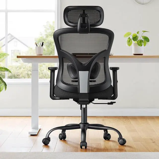 Alt view image 2 of 7 - NOBLEWELL Ergonomic Office Chair with Padded Lumbar Support, 2D Headrest, Adjustable Armrests, Upgraded Contoured Seat Cushion, 130° Rocking Tilt, Computer Chair for Home Office, NWOC1-1