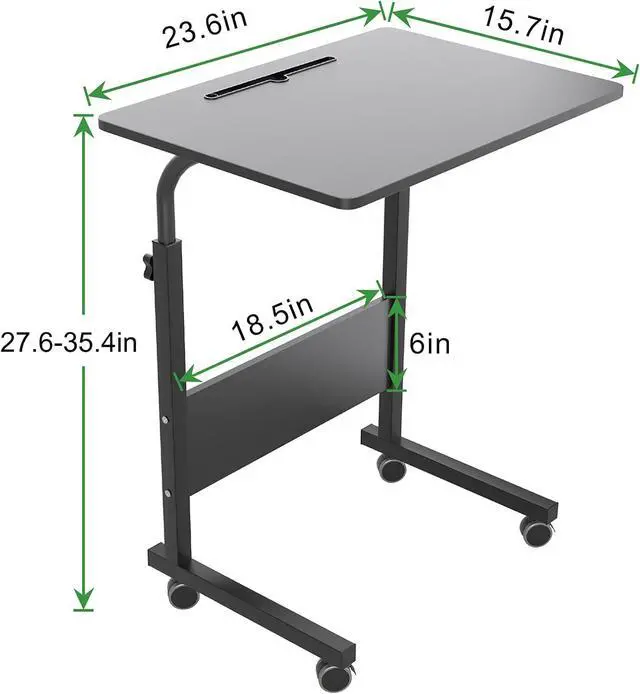 Alt view image 3 of 7 - SogesHome 23.6'' Portable Computer Desk - Adjustable Standing Desk with Tablet Slot, Laptop Cart, and Mobile Bed Table, Black