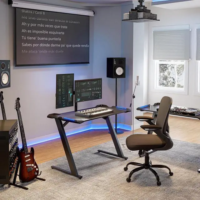 Alt view image 5 of 7 - EUREKA ERGONOMIC Gaming Desk with LED Lights Home Office RGB Table, Small Gaming Desk, Computer Table, Black